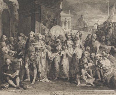 Dronningen eller innenlandsk utdanning i Windsor (Design for the Walls of the Great Room of the Society for the Encouragement of the Arts) av James Barry