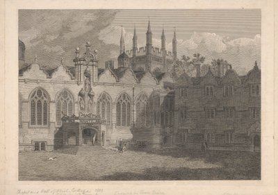 En utsikt over kapellet og Hall of Oriel College av James Basire