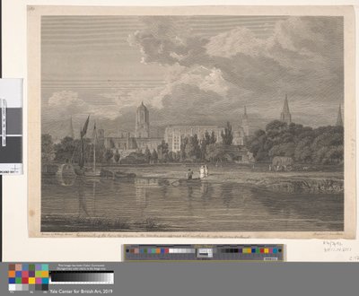 South View of Christ Church, etc., From the Meadows... av James Basire