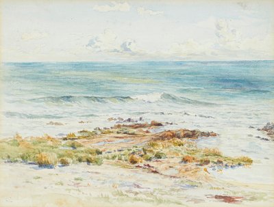 Kystlandskap (blyant og akvarell) av James Caw