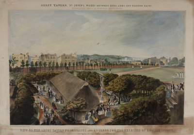 Utsikt over Abbey Taverns promenader og eiendom, Violet Hill, Marylebone, ca. 1870 av James D Barnett