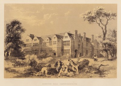 Sawston Hall, Cambridgeshire (akvatint) av James Dafforne