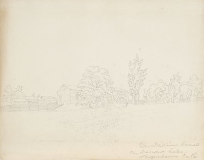 Mr. Mains House på Derwent Lake, Susquehanna Co. Pa., 1843 (grafitt på kremvevd papir) av James David Smillie