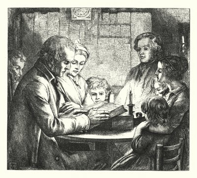 Scene i en skotsk hytte av James Dawson Watson