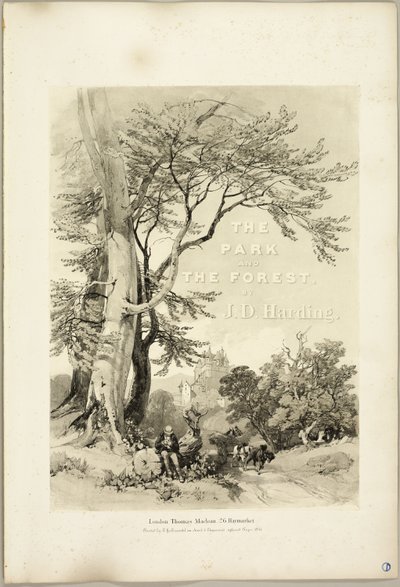 Bøk og eik (Frontispiece), fra The Park and the Forest av James Duffield Harding