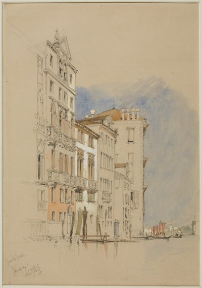 Canal Grande, Venezia, 1845 (blyant og wc på vevd papir) av James Duffield Harding