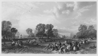 Hyde Park i 1851, fra bildet i Royal Collection (gravering) av James Duffield Harding