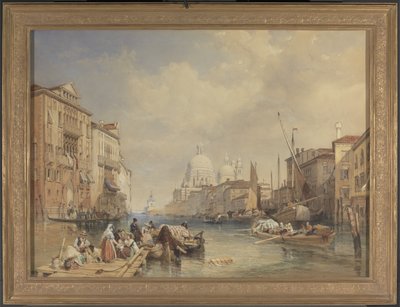 Canal Grande, Venezia, 1835 (wc, kroppsfarge, penn, blekk og blyant på papir lagt ned på panel) av James Duffield Harding