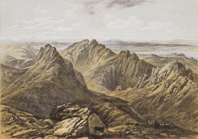 Utsikt fra toppen av Goatfell, Island of Arran (chromolitho) av James Duffield Harding