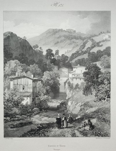 Pittoreske og romantiske reiser i det gamle Frankrike. Auvergne: Fossene i Thiers av James Duffield Harding