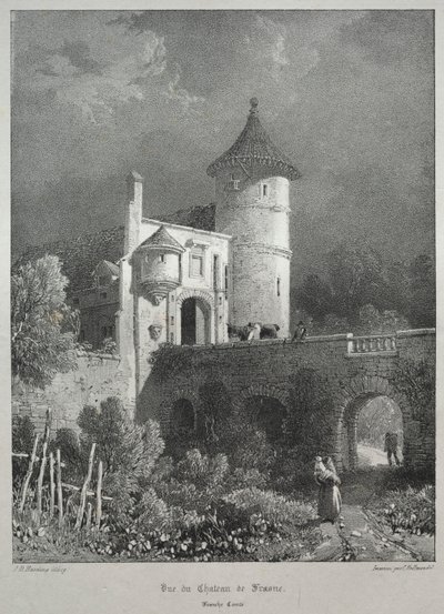 Pittoreske og romantiske reiser i det gamle Frankrike. Franche-Comté: Utsikt over slottet i Frasne av James Duffield Harding