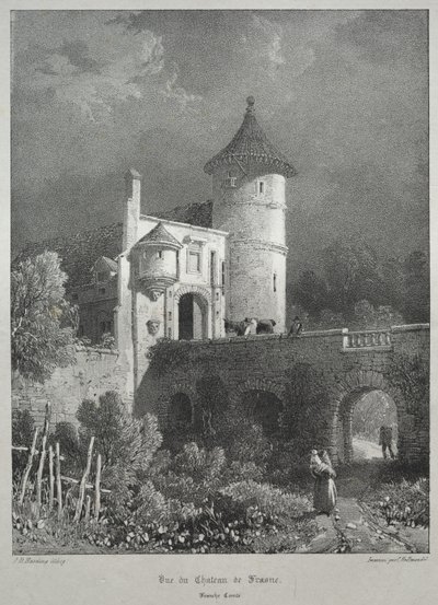 Pittoreske og romantiske reiser i det gamle Frankrike. Franche-Comté: Utsikt over slottet i Frasne av James Duffield Harding