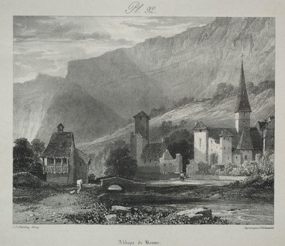 Pittoreske og romantiske reiser i det gamle Frankrike. Franche Comté: Abbey of Baume, Baume-les-Messieurs av James Duffield Harding