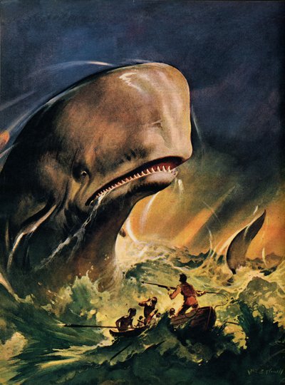 Moby Dick (fargelitografi) av James Edwin McConnell