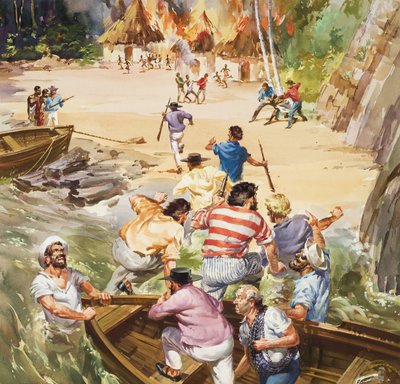 Slavehandel (gouache på papir) av James Edwin McConnell