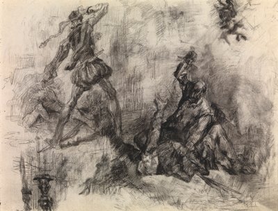 Don Quijote (fargestift og svart kritt på papir) av James Ensor