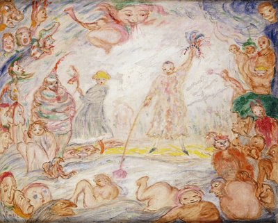 Evolusjon mellom himmel og hav, ca. 1935 (olje på lerret) av James Ensor