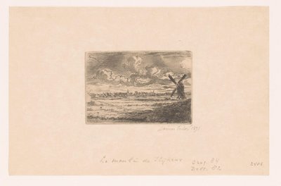 Utsikt over Slijkens med en mølle i forgrunnen Moulin og Slijkens av James Ensor