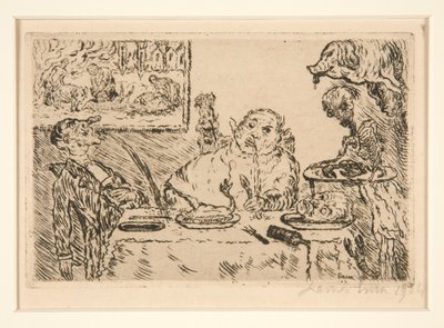 La gourmandise (Gluttony), fra porteføljen Les p?ch?s capitaux (Dødssyndene) av James Ensor