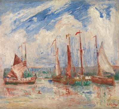 Oostende havn, ca. 1900-04 (olje på lerret) av James Ensor
