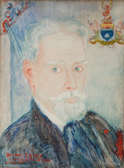 Selvportrett av Baron James Ensor, hans djevel og våpenskjold av James Ensor