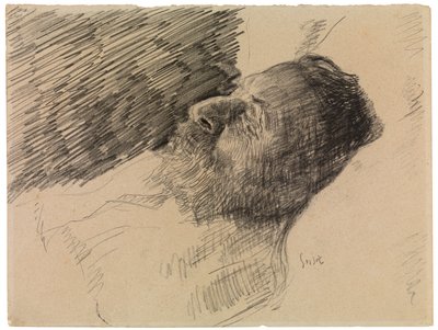Kunstnerens far i døden (fargestift på papir) av James Ensor
