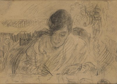 Kvinne som skriver et brev (Ensors søster) av James Ensor
