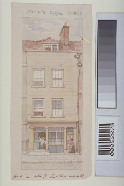Utsikt over Mitre Court, Fleet Street, som viser John's Coffee House, ca. 1850 av James Findlay