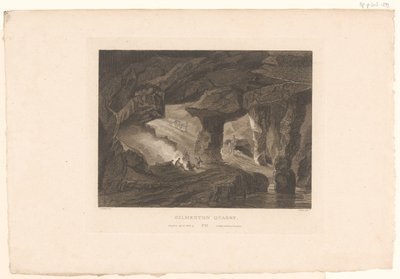 Utsikt over Gilmerton Quarry, nær Edinburgh Gilmerton Quarry (tittel på objekt) av James Fittler