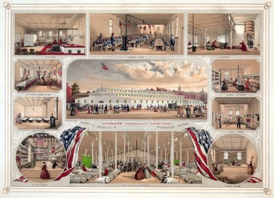 Plakat for Citizens Volunteer Hospital, Philadelphia, pub. 1862 av James Fuller Queen