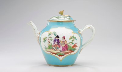 Worcester tekanne og deksel, ca. 1770 av James Giles