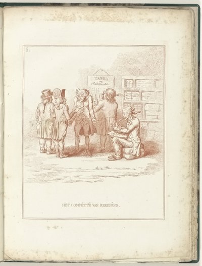 Regnskapskomiteen, 1795 Regnskapskomiteen (tittel på objekt) Hollandia Regenerata (serietittel) av James Gillray (possibly)