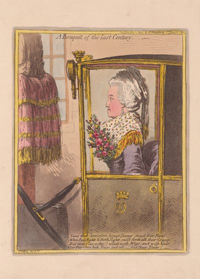 A Bouquet of the Last Century, pub. 1802 (håndfarget gravering) av James Gillray