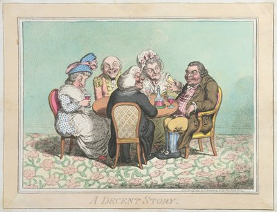 A Decent Story , utgitt av Hannah Humphrey i 1795 (håndfarget etsning) av James Gillray