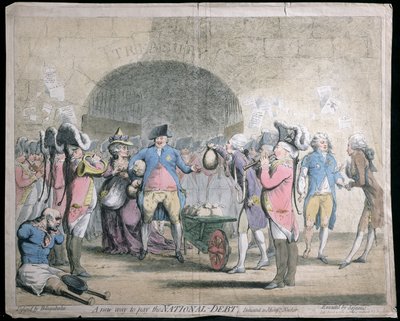 A New Way to Pay the National Debt, utgitt av W. Holland i 1786 (håndfarget etsing og gravering) av James Gillray