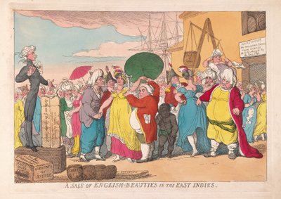 Et salg av engelske skjønnheter i Øst-India, pub. 1786 (håndfarget gravering) av James Gillray
