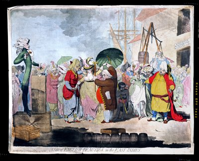 Et salg av engelske skjønnheter i Øst-India, utgitt av W. Holland i 1786 (håndkolorert etsning med akvatint) av James Gillray