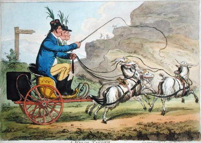 A Welch Tandem , utgitt av Hannah Humphrey i 1803 (håndfarget etsning) av James Gillray