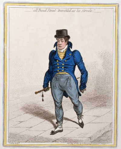 All Bond Street Trembled as he Strode, utgitt av Hannah Humphrey, 1802 (etsing og gravering) av James Gillray