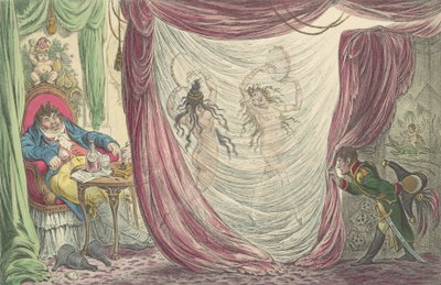 Ci-devant Occupations, eller, Madame Talian og keiserinnen Josephine Dancing Na..., 20. februar 1805. av James Gillray