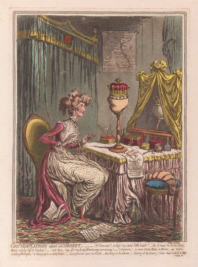 Contemplations upon a Coronet, pub. 1807 (håndfarget gravering) av James Gillray