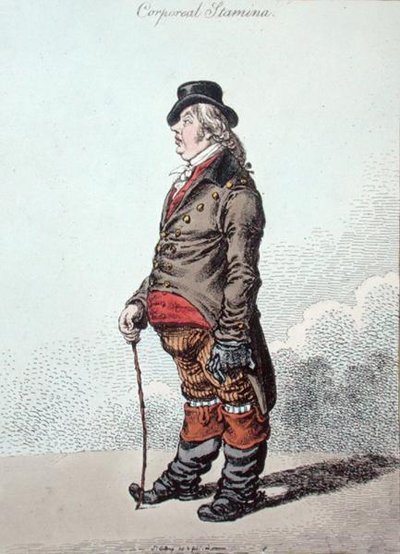 Corporeal Stamina, utgitt av Hannah Humphrey i 1801 (håndfarget etsning) av James Gillray