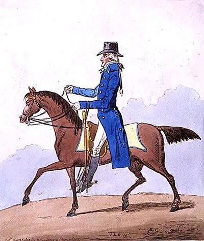 Equestrian Elegance, eller A Noble Scot, metamorfosert, utgitt av Hannah Humphrey i 1803 (håndfarget etsning) av James Gillray