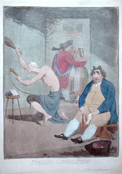 Evening Consolation, utgitt av William Humphrey i 1785 (håndfarget etsning) av James Gillray