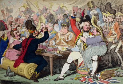Utmattelser fra felttoget i Flandern, utgitt av Hannah Humphrey i 1793 (håndkolorert etsning) av James Gillray