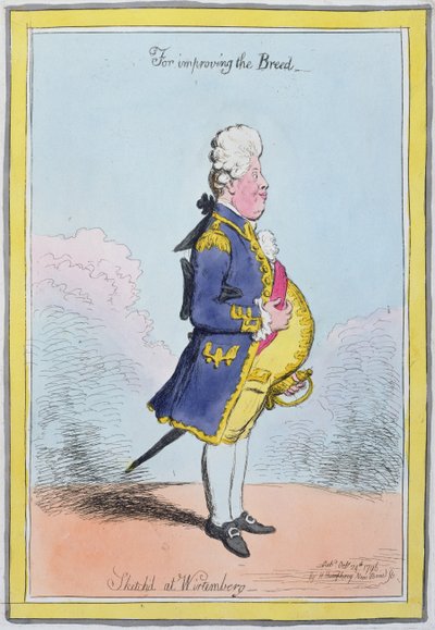 For å forbedre rasen, skissert i Wirtemberg, utgitt av Hannah Humphrey i 1796 (håndfarget etsning) av James Gillray