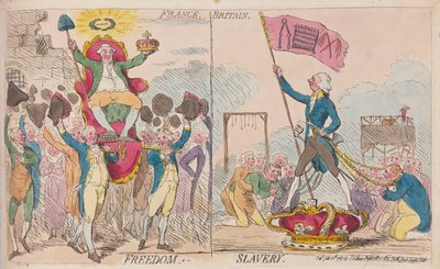 France Freedom, Britain Slavery, pub. 1789 (håndfarget gravering) av James Gillray