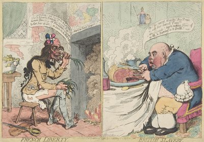 Fransk frihet. Britisk slaveri, 21. desember 1792., 21. desember 1792. av James Gillray