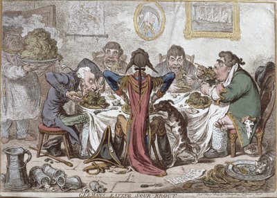 quot;Tyskere som spiser surkålquot;, utgitt av Hannah Humphrey av James Gillray