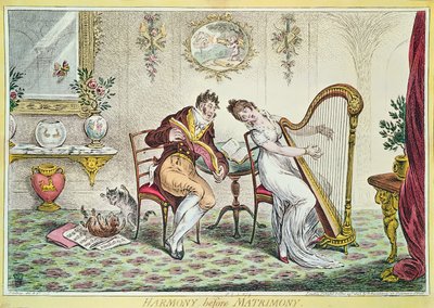 Harmoni før ekteskap, 1805 (fargegravering) av James Gillray